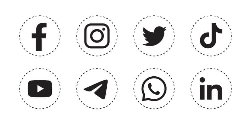 Social Media Icons on a White Background Free Set