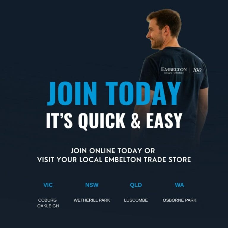 Join the Embelton Trade Partner Program online or at your local trade store