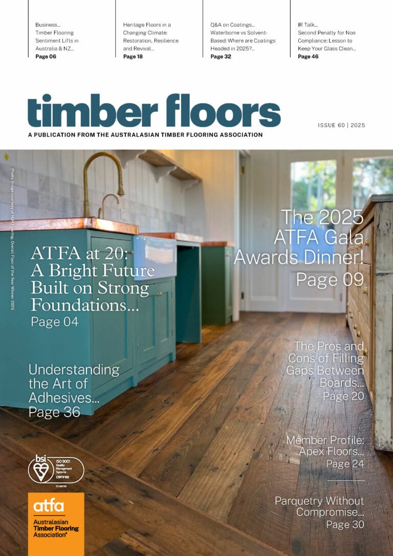 Front page from ATFA Timber Floors Magazine Issue 60